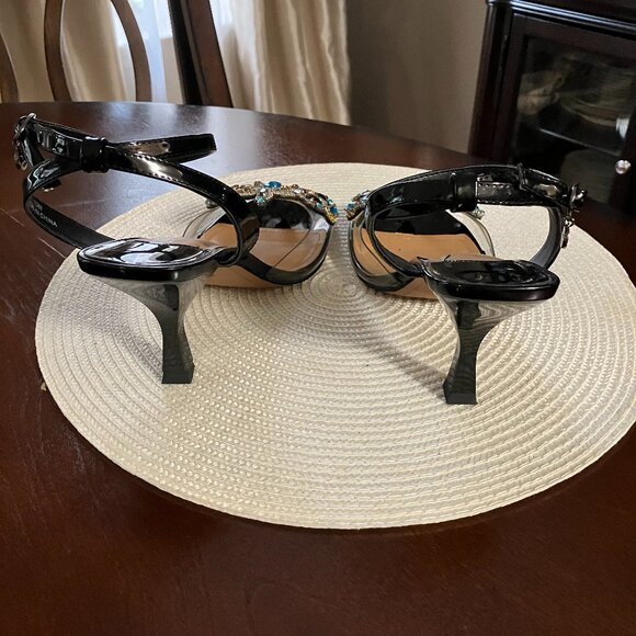 Crystal encrusted, open toe sandal by JRenee', black, 3 inch heel - Picture 2 of 5